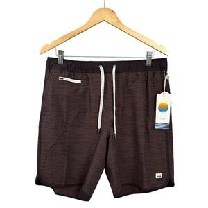 Vuori Banks Shorts Men's Size L Mahogany Escape Slub Stripe Unlined NEW